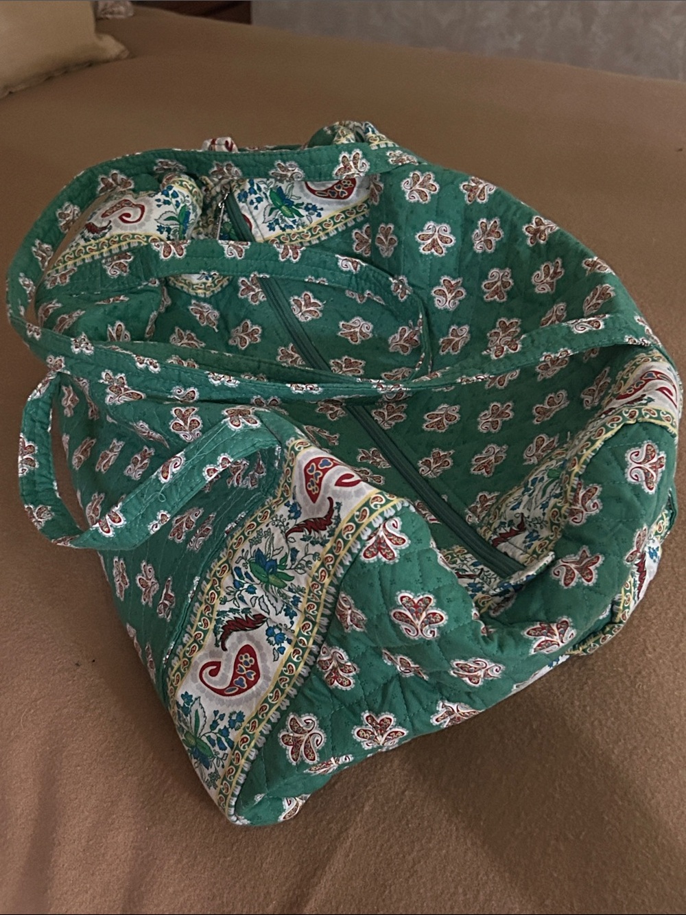 Sharif Quilted Green Paisley-Print Tote Bag